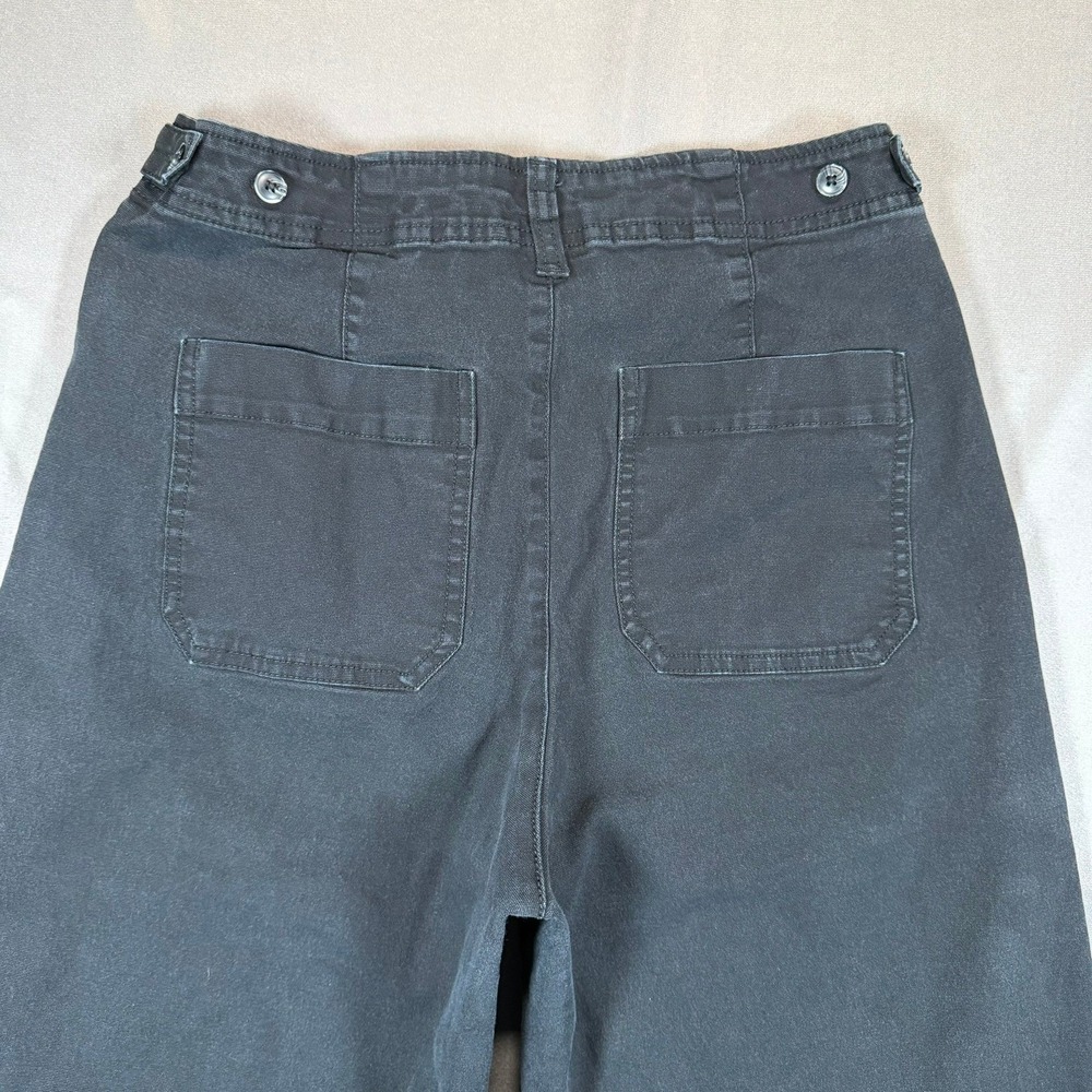 Old Navy Wide Leg Pants Womens 8 Black Stretch Cotton Utility Cropped Casual - Picture 9 of 10